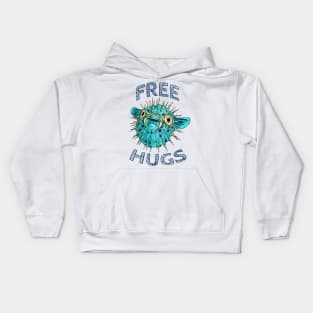 Funny free hugs pufferfish, cute porcupine fish Kids Hoodie